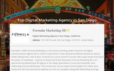 Formula Marketing is named A Top Digital Marketing Agency in San Diego | April 2022