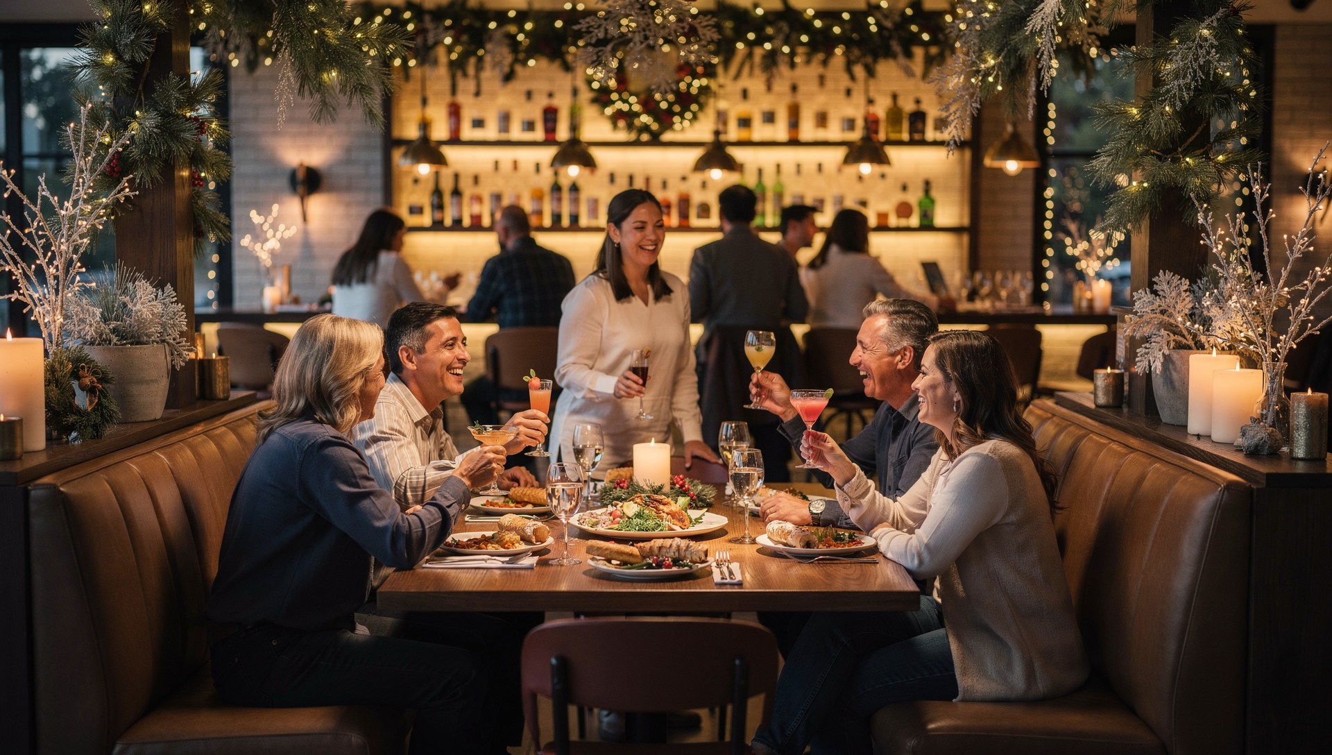 Festive San Diego restaurant during the holidays for holiday restaurant marketing