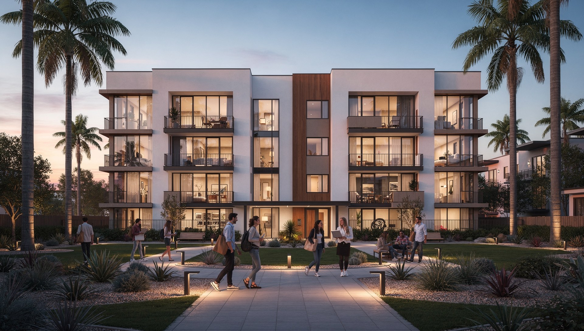 Modern Southern California apartment community used in multifamily marketing lease-up