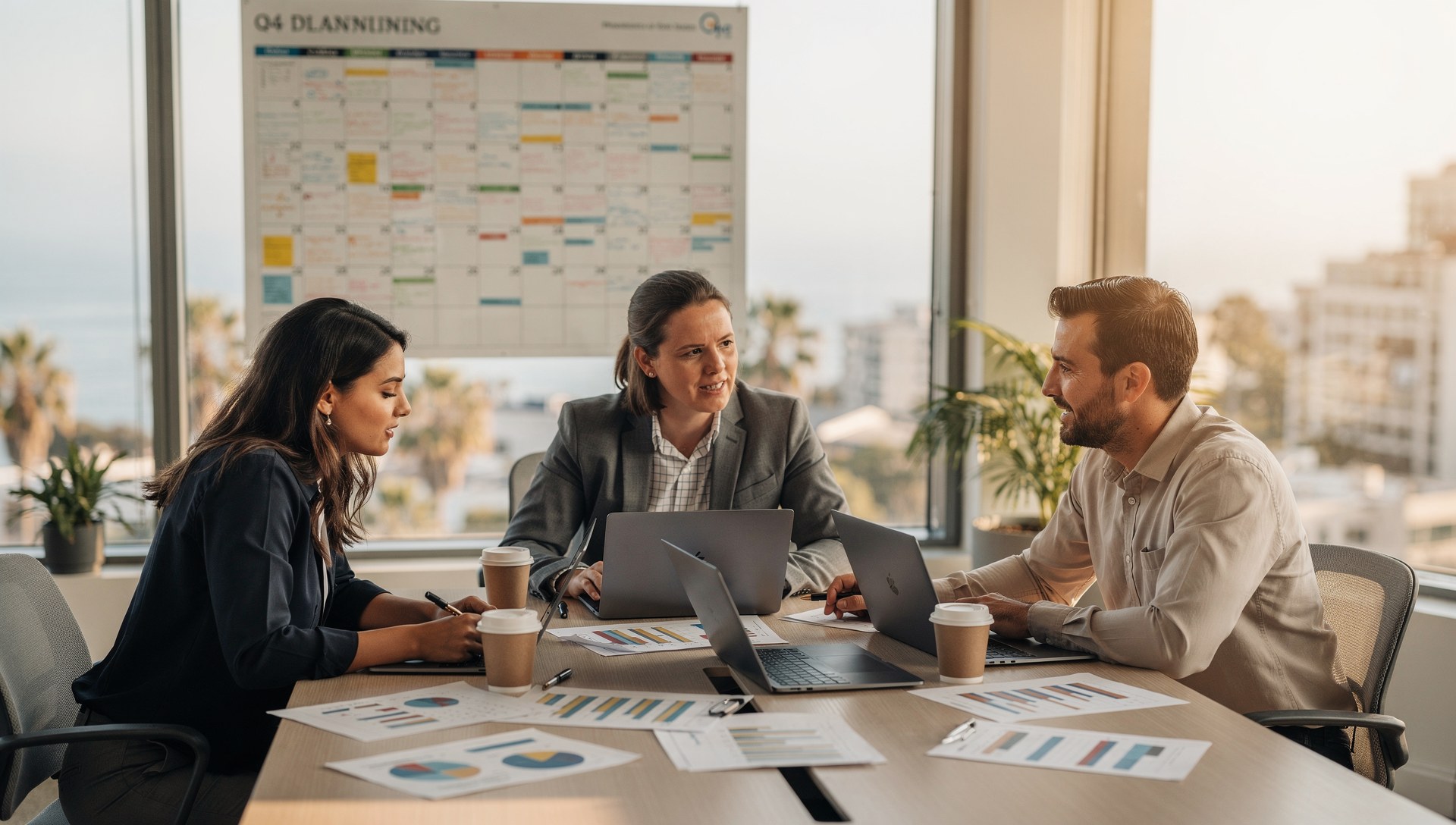 Team planning a Q4 marketing budget for a San Diego business