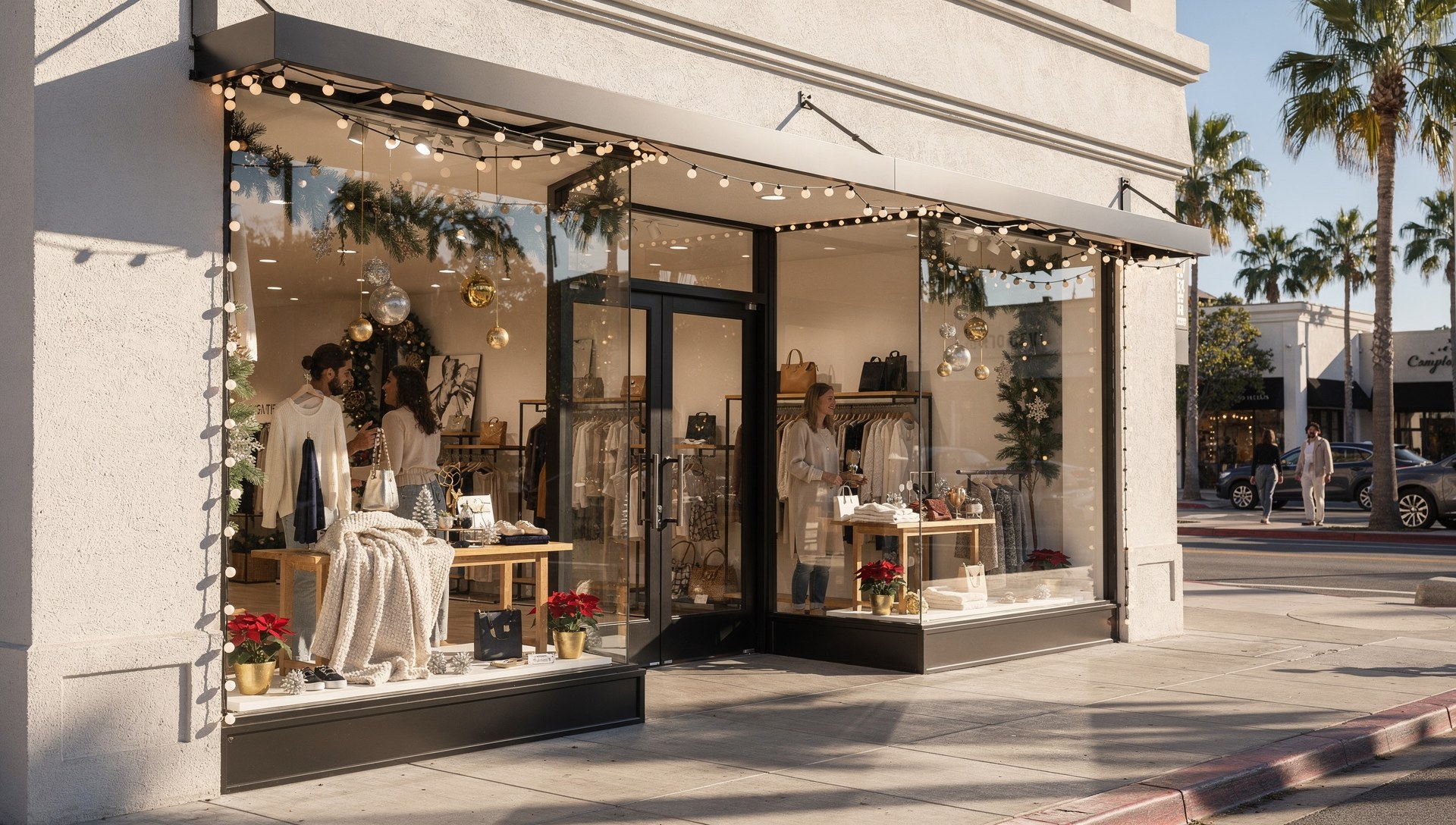 Festive San Diego storefront illustrating holiday marketing planning for Q4