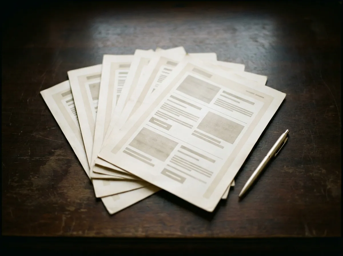 Printed email newsletter layouts on a desk during design for a San Diego client