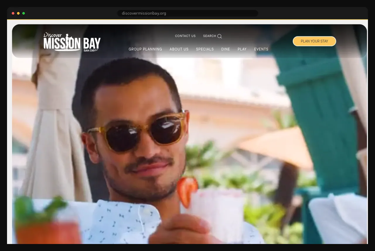 DiscoverMissionBay.org homepage, a San Diego waterfront tourism website by Formula Marketing